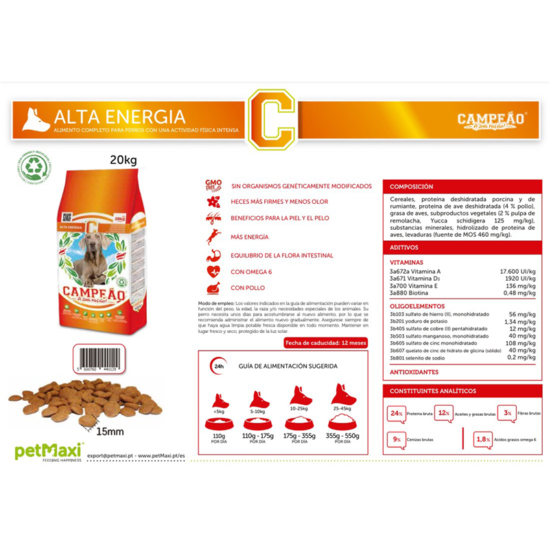 CAMPEAO PERRO ALTA ENERGIA 20 KG Campeao Perro Alta Energia 20 Kg