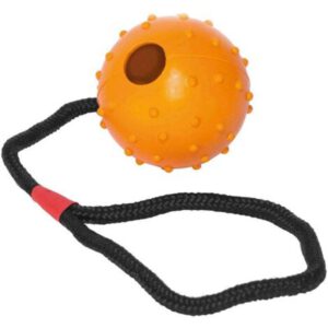 PELOTA GOMA CON CUERDA Ø5 CMS PARA PERROS JUGUETE