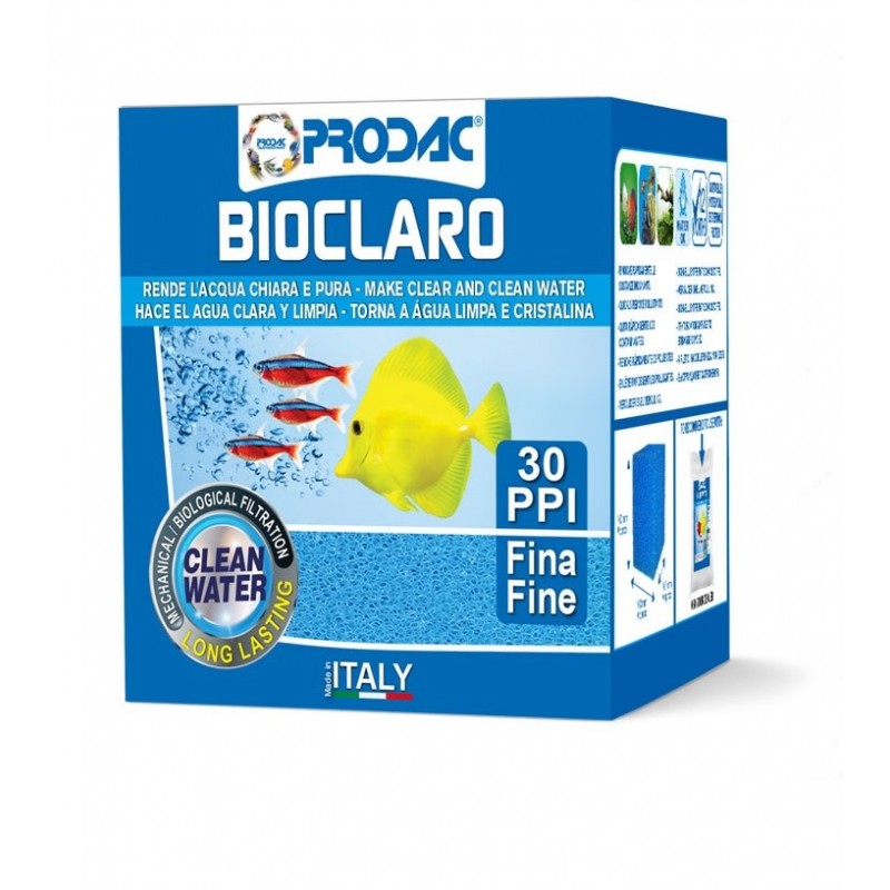 ESPONJA BIOCLARO 10x10x10 CMS FINA 30 PPI Esponja Bioclaro 10X10X10 Cms Fina 30 Ppi