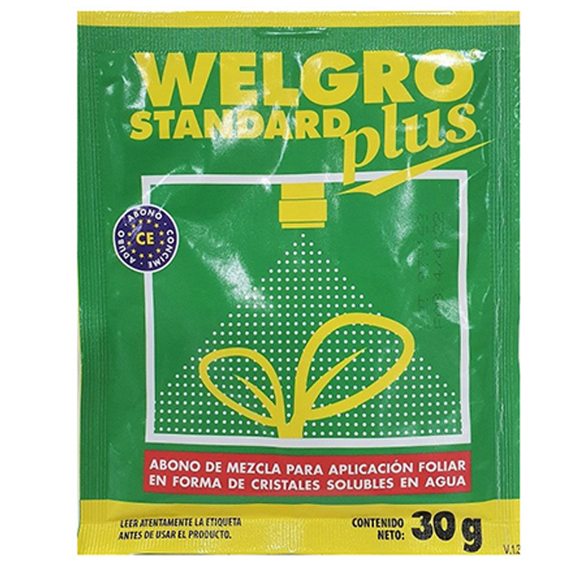 WELGRO STANDARD PLUS FERTILIZANTE FOLIAR-JED- 30GR Welgro Standard Plus Fertilizante Foliar-Jed- 30Gr