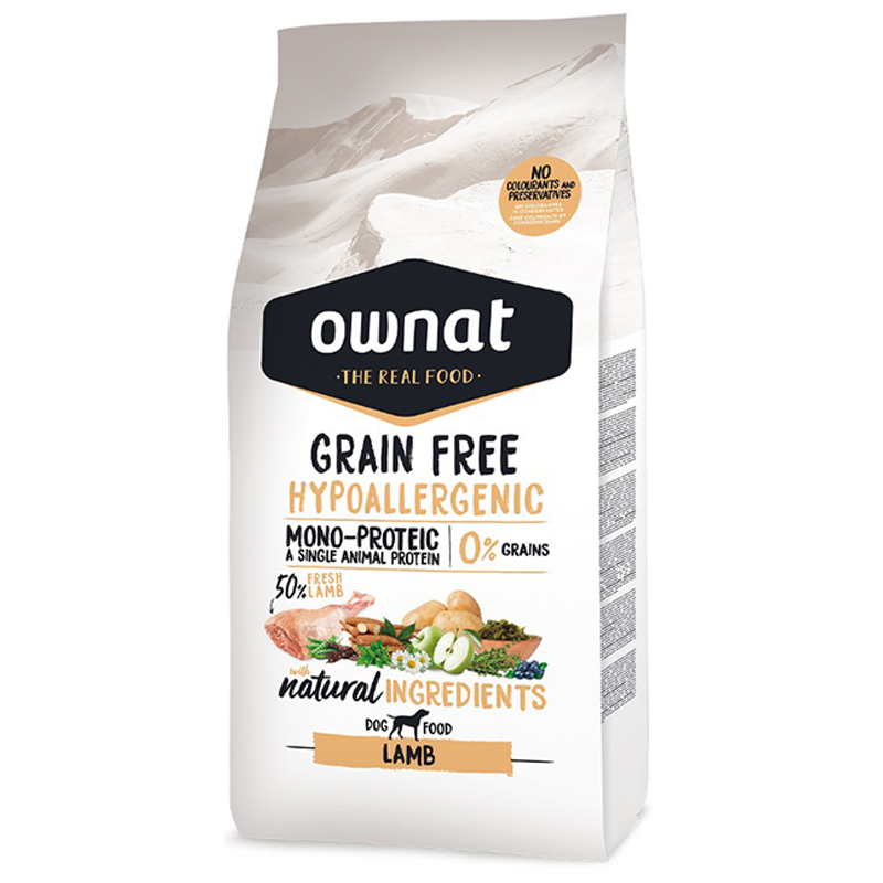 OWNAT GRAIN FREE HYPOALLERGENIC CORDERO PERRO 12KG Ownat Grain Free Hypoallergenic Cordero Perro 12Kg
