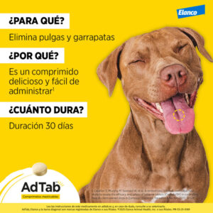 ADTAB para perro 11-22 kg. UN COMPRIMIDO Antiparasitario oral con 450 mg de lotilaner frente a pulgas y garrapatas.