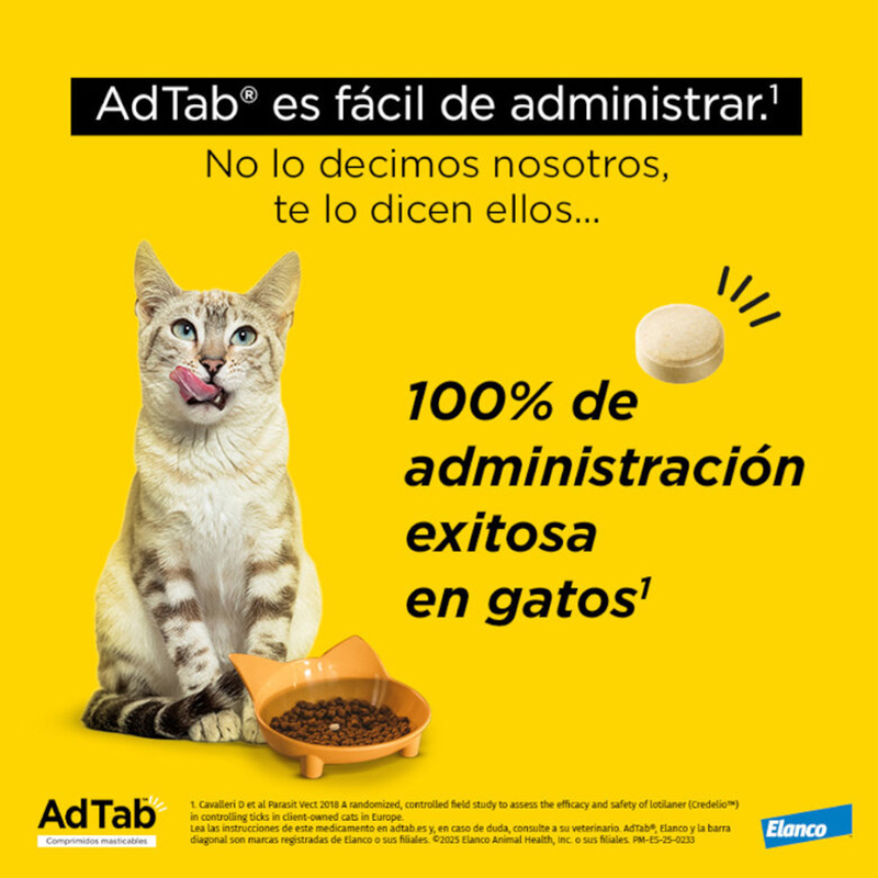 ADTAB para gatos de 2 a 8 kg. UN COMPRIMIDO Antiparasitario oral con 48 mg de lotilaner frente a pulgas y garrapatas Adtab Para Gatos De 2 A 8 Kg. Un Comprimido Antiparasitario Oral Con 48 Mg De Lotilaner Frente A Pulgas Y Garrapatas