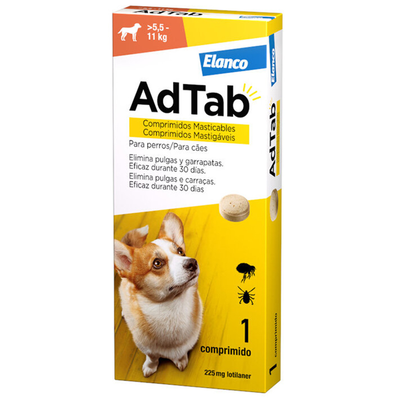 AdTab Antiparasitario para Perros de 5,5 a 11 kg – 1 Comprimido Adtab Antiparasitario Para Perros De 5,5 A 11 Kg – 1 Comprimido