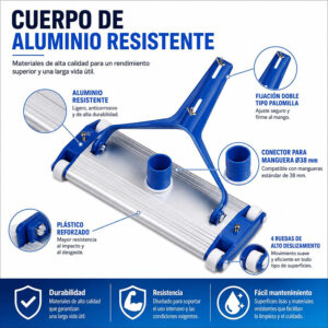 LIMPIAFONDO ALUMINIO PARA PISCINAS 33 CM